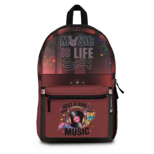 Music Is Life Backpack | Vinyl Record Just A Girl With Music Design