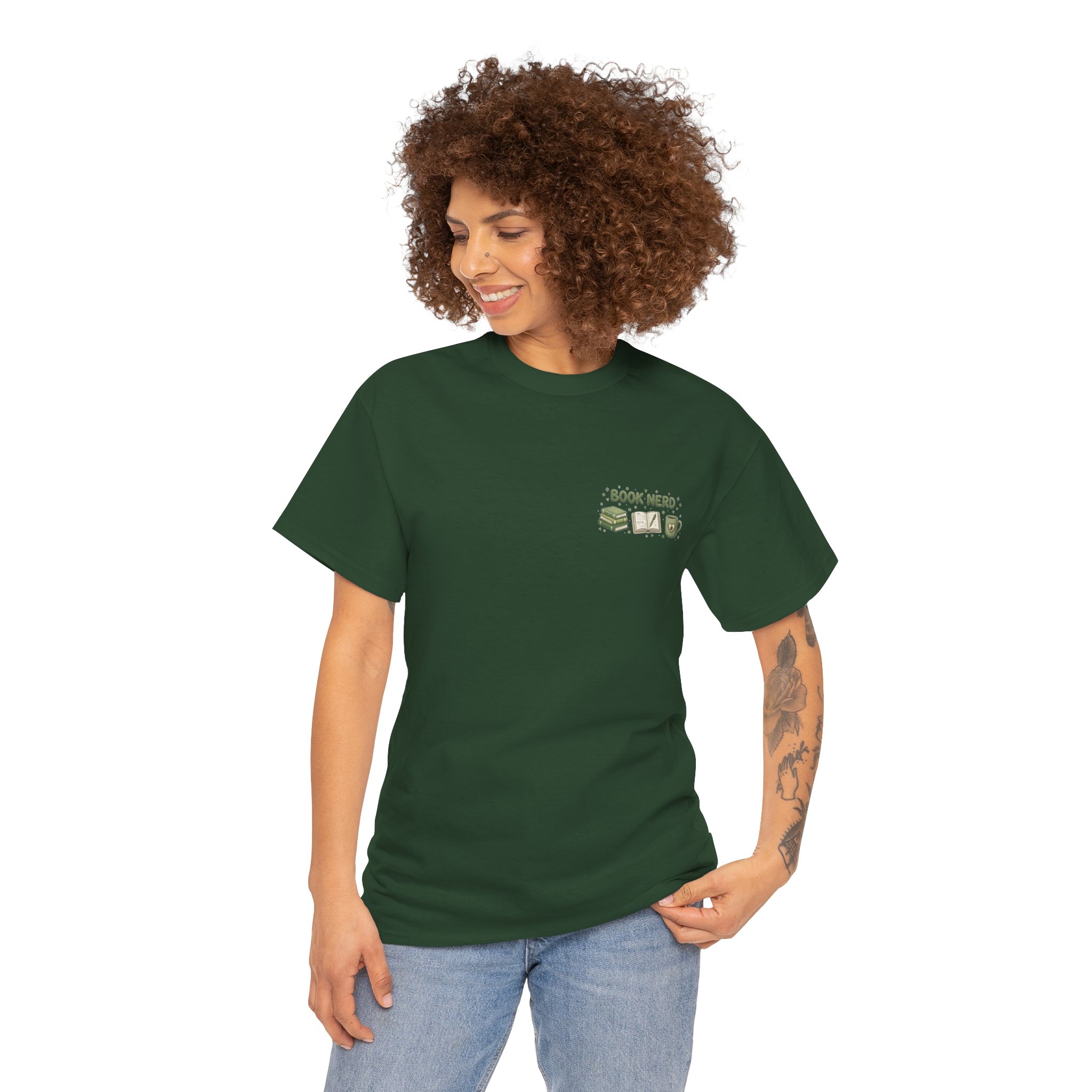 Bookish Rainy Day & Coffee Tee | 'Book Nerd' reading design - Görsel 9