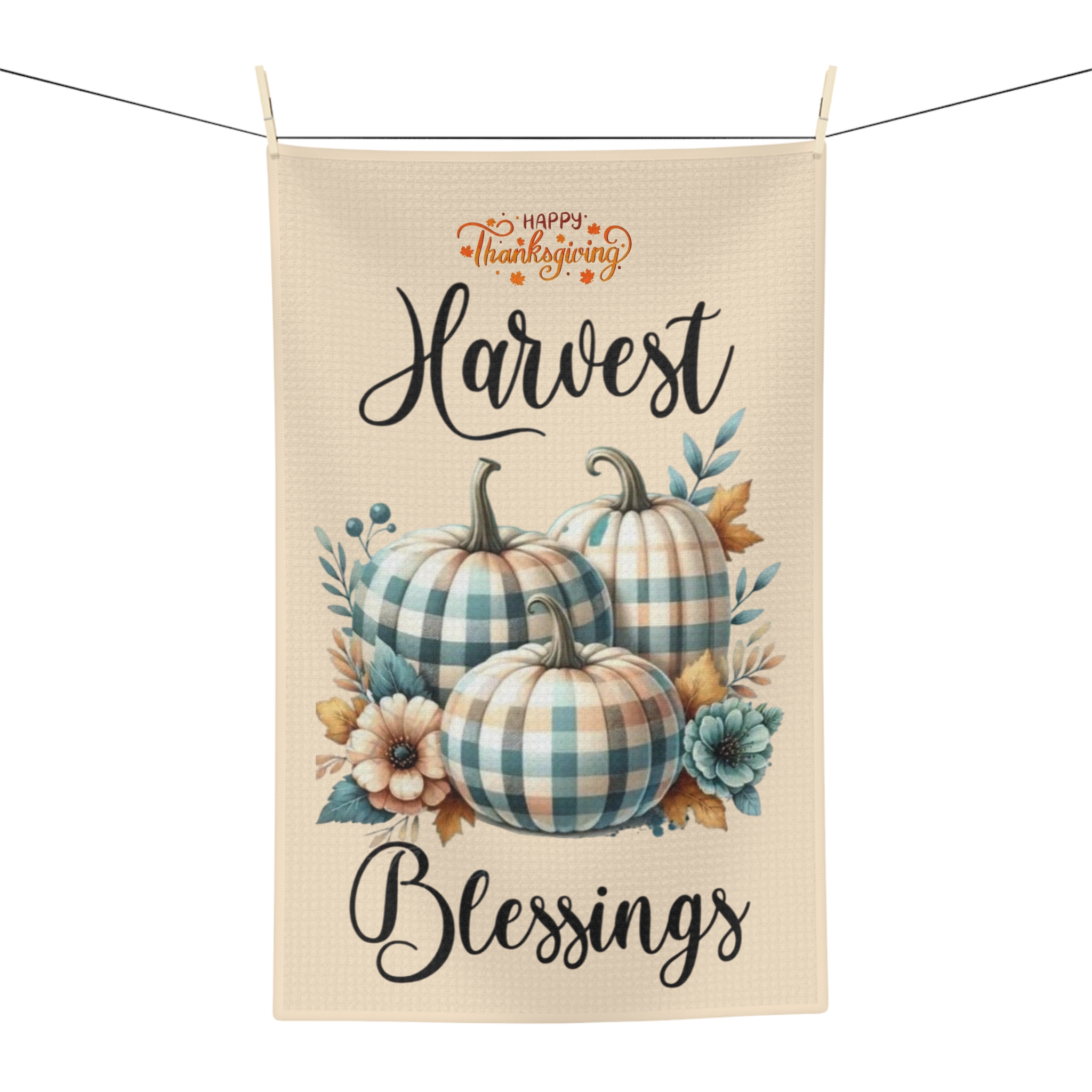 Harvest Blessings Pumpkins Tea Towel | Thanksgiving Fall Kitchen Decor - Görsel 4