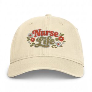 Nurse Life cap | Floral embroidered nurse hat