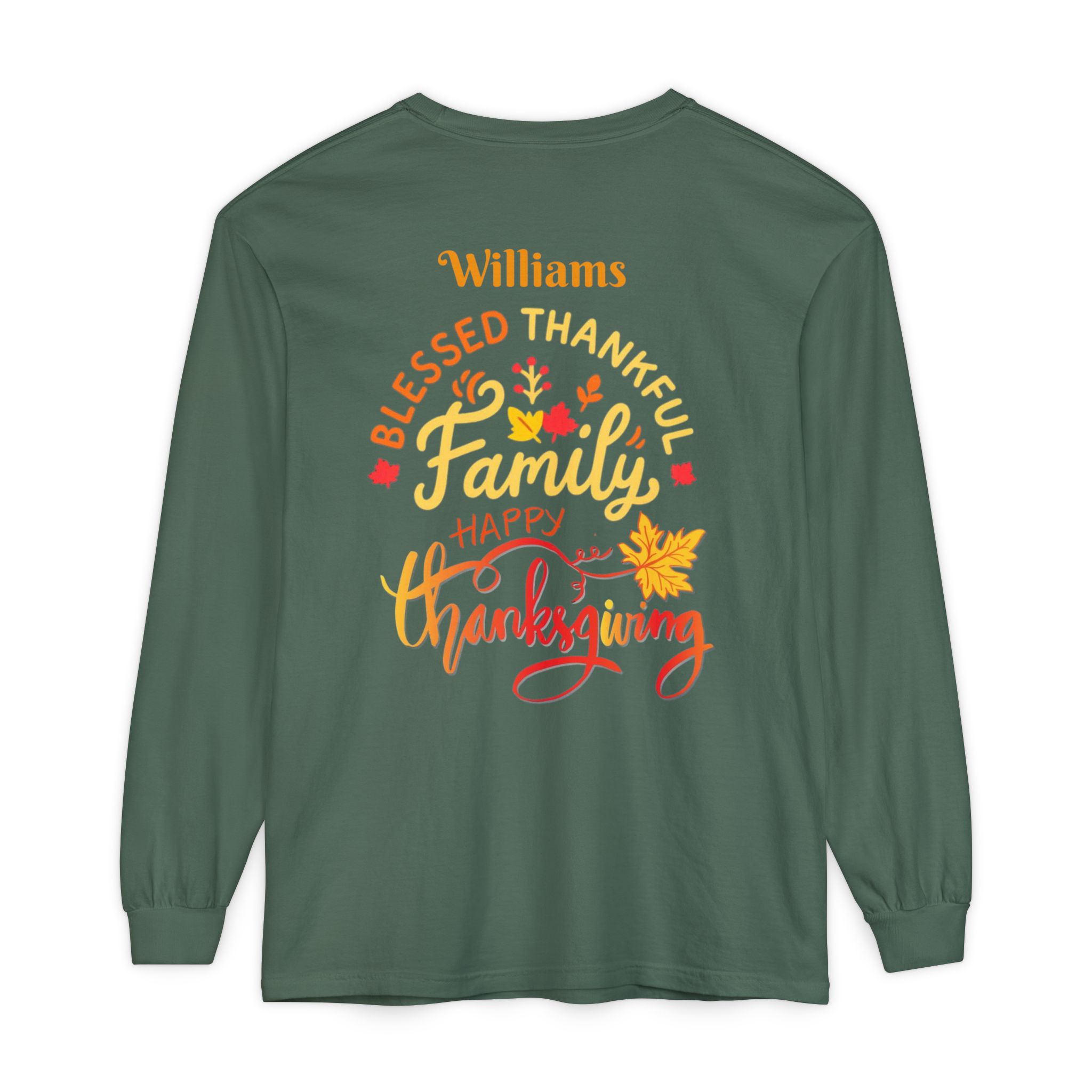 Family Happy Thanksgiving Long Sleeve T-Shirt | Personalized Name Option - Görsel 6