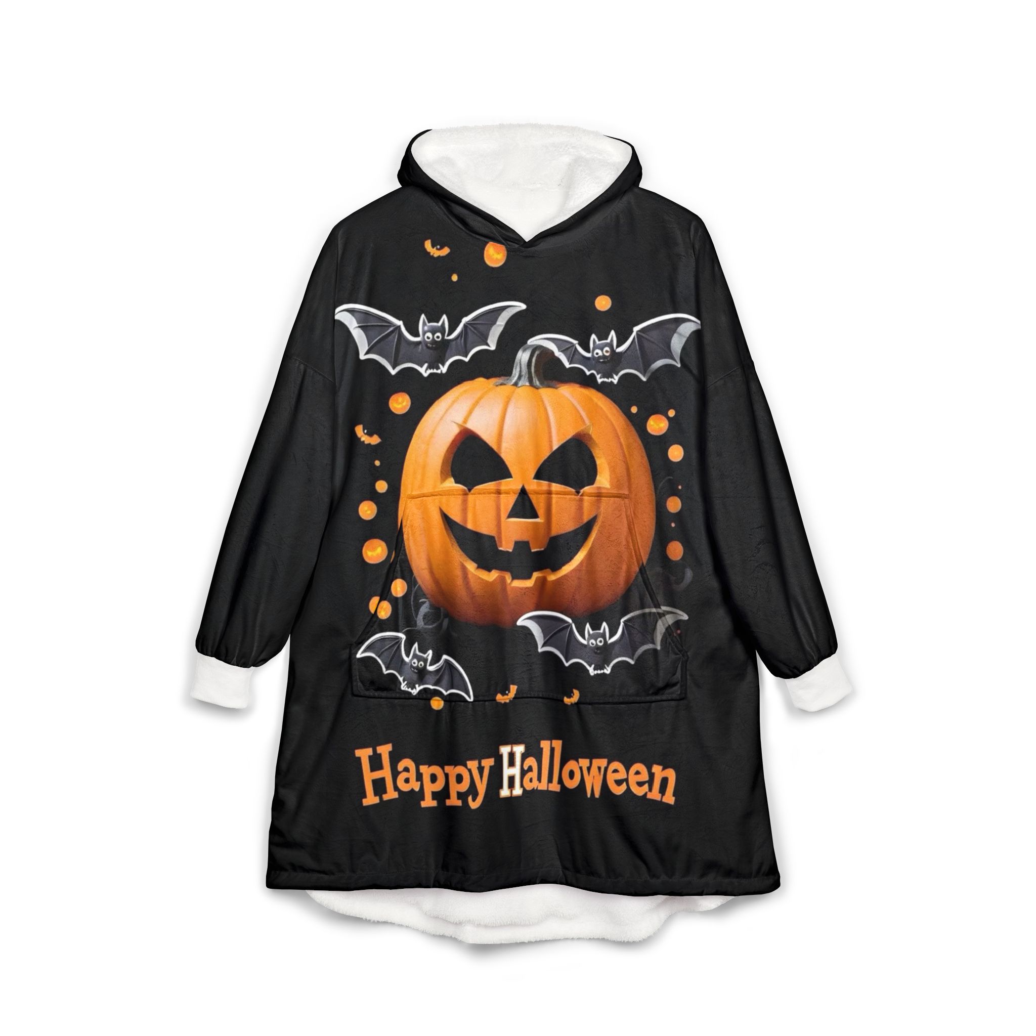 Jack-o'-Lantern Pumpkin Hooded Blanket | Halloween Skull Grim Reaper Hooded Blanket