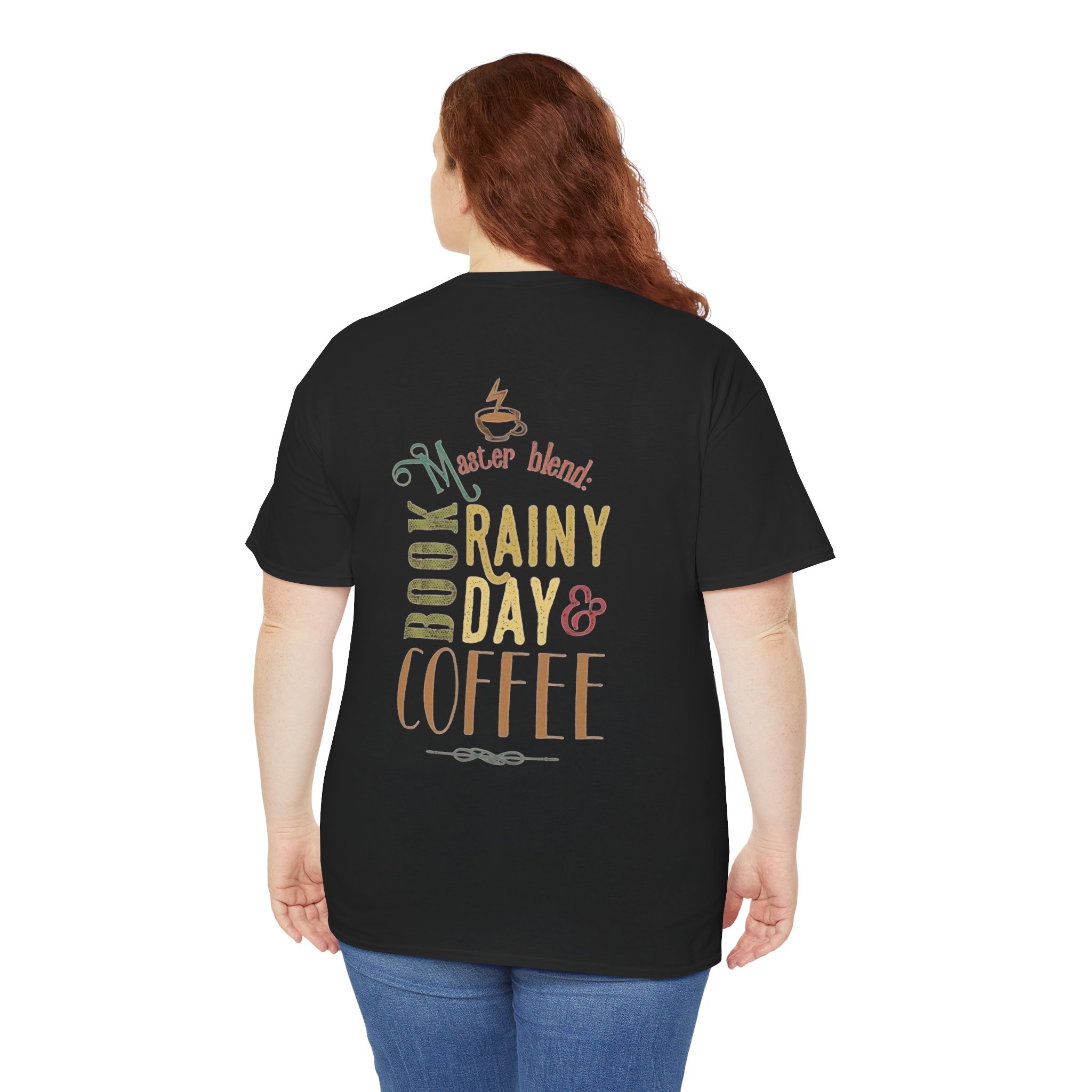 Bookish Rainy Day & Coffee Tee | 'Book Nerd' reading design - Görsel 4