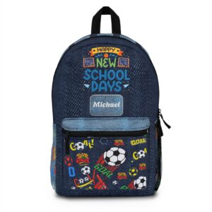 New School Days Backpack | Soccer Pattern, Personalized Name Patch