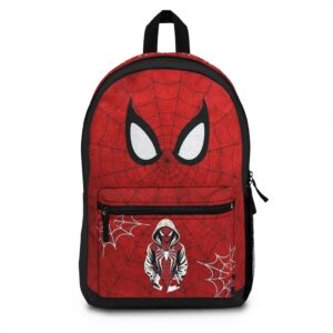 Spider Mask Face Hero Backpack | Red Spiderweb Hoodie Character