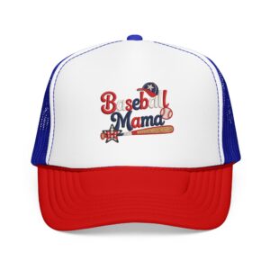 Baseball Mama Trucker Hat | Patriotic Bat & Ball Design
