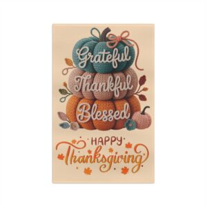 Grateful Thankful Blessed Thanksgiving Microfiber Tea Towel | Fall Pumpkin Decor