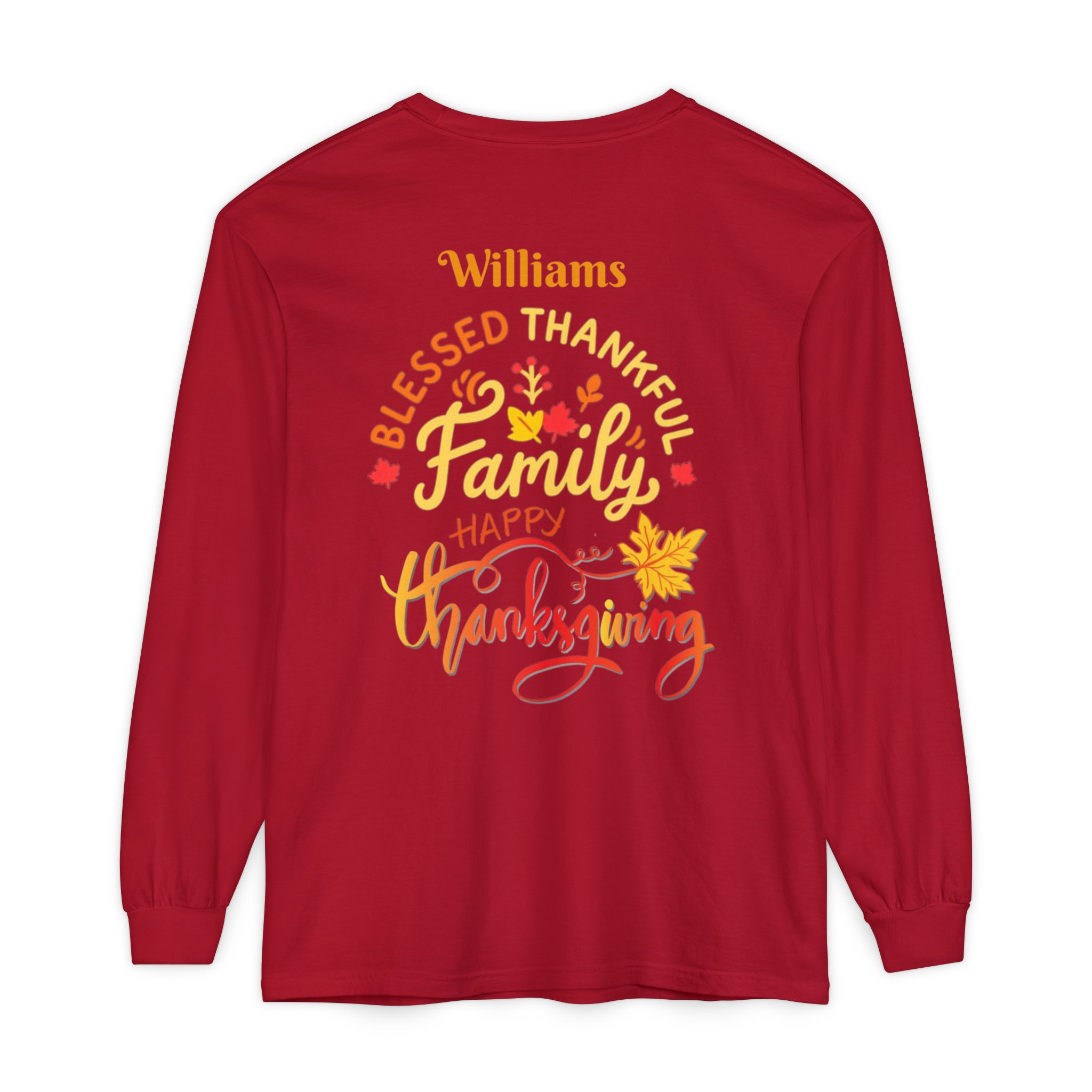 Family Happy Thanksgiving Long Sleeve T-Shirt | Personalized Name Option - Görsel 12