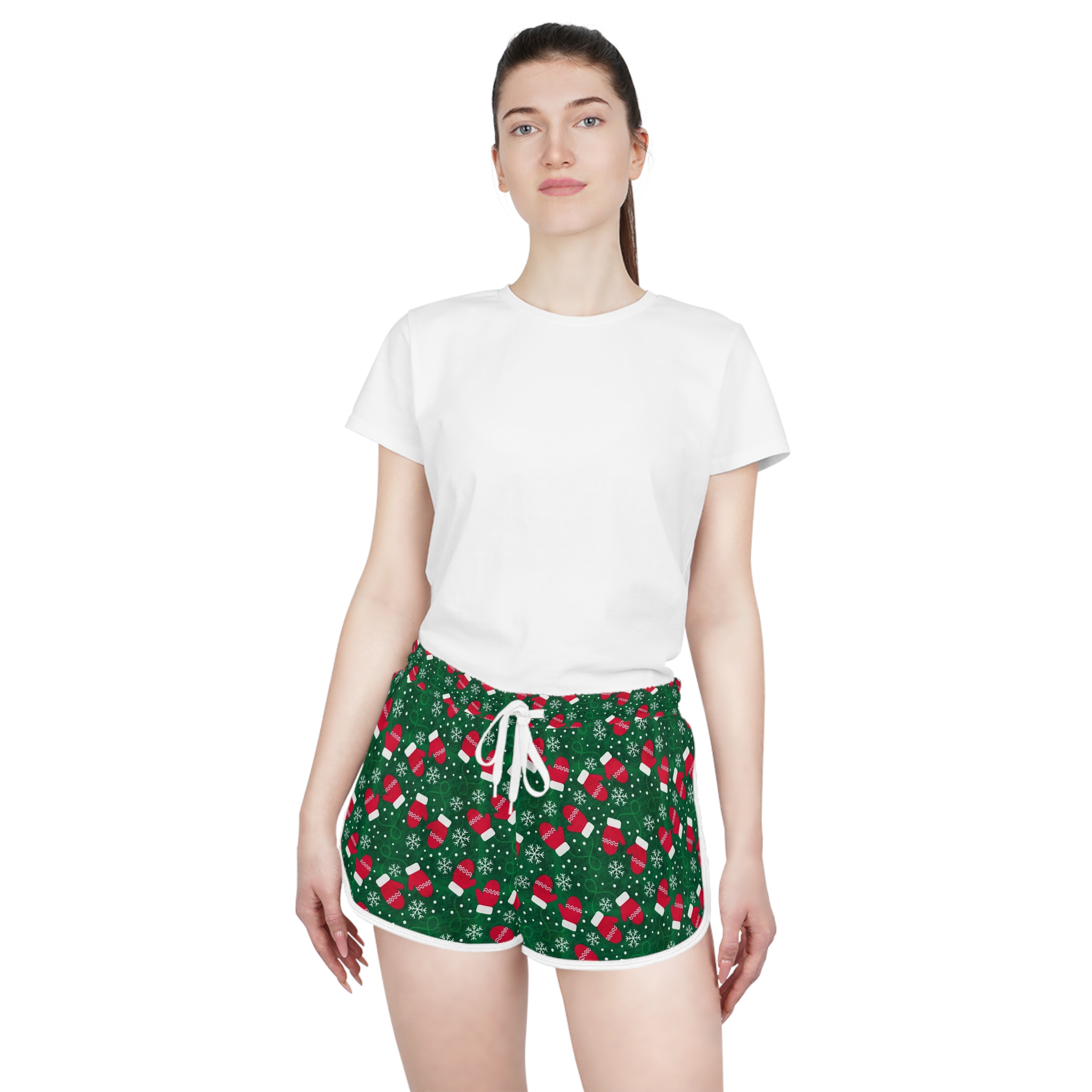 Christmas Mittens Pattern Shorts | Women's Relaxed Shorts - Görsel 7