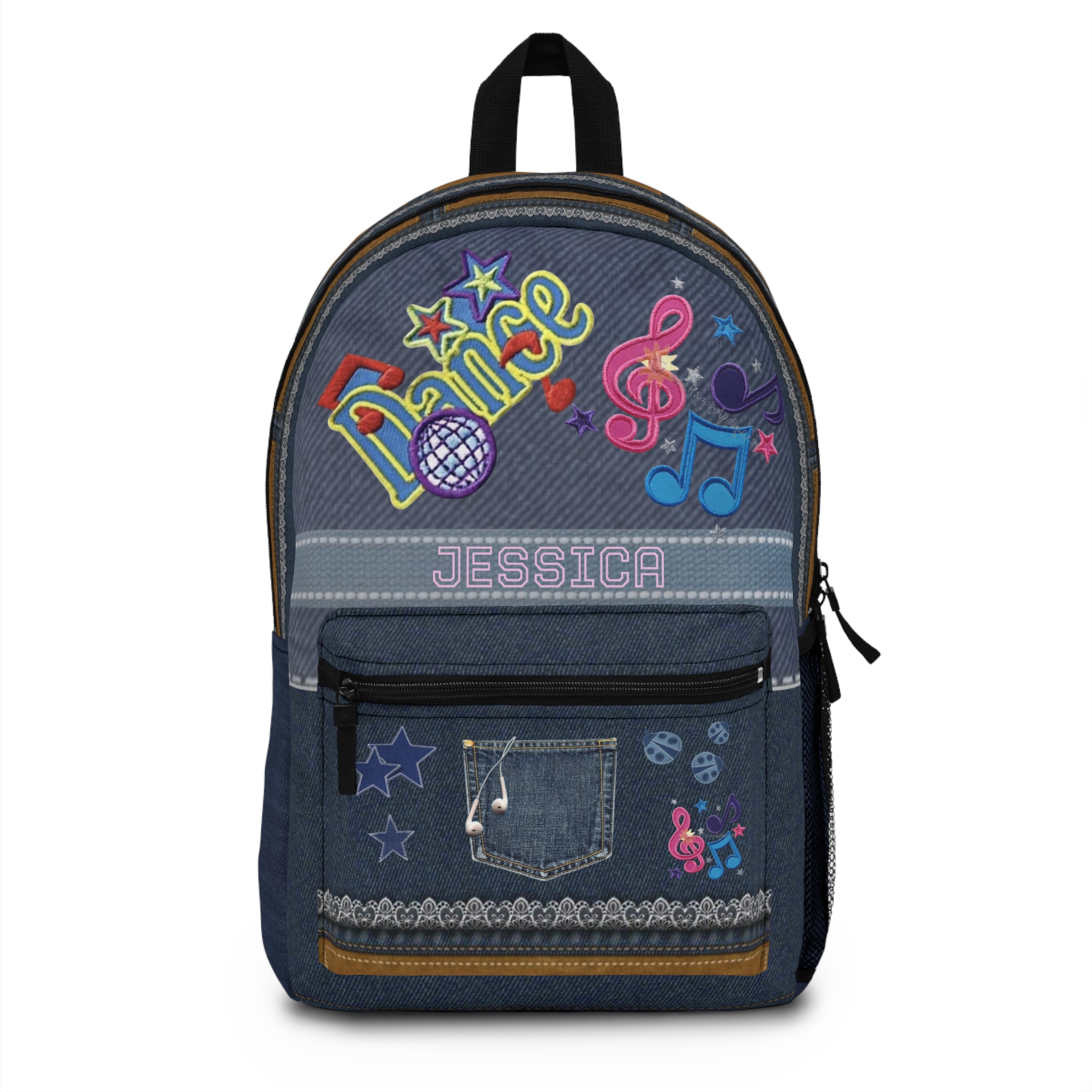 Personalized Dance Denim Backpack | Kids Name Embroidered Style - Görsel 6