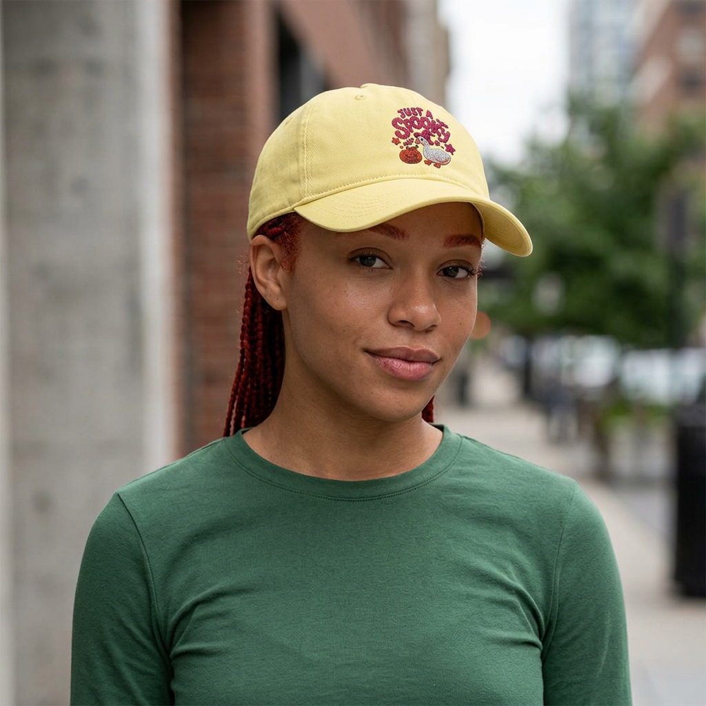 Cute embroidered hat for Thanksgiving , Cozy Kitty Floral Cap with pumpkin and goose design. - Görsel 2