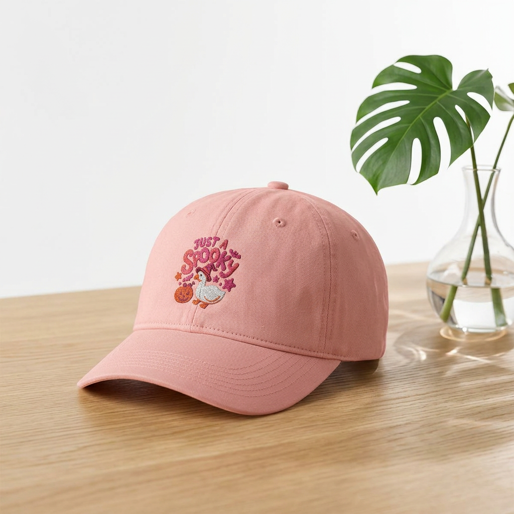 Cute embroidered hat for Thanksgiving , Cozy Kitty Floral Cap with pumpkin and goose design. - Görsel 7