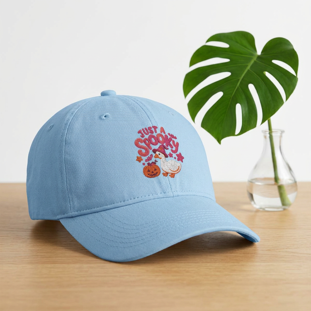 Cute embroidered hat for Thanksgiving , Cozy Kitty Floral Cap with pumpkin and goose design. - Görsel 8