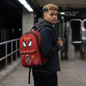 Spiderman Mask Graphic Backpack | Kids Spider Web Hero Design