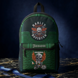 Vintage Harley motorcycle fans,No Riders Ride No Life Backpack | Skull Biker Raiders Design