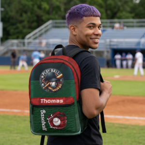 Play Ball Baseball Backpack | Personalized Name Sport School Bag