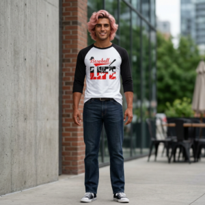 Baseball Life Raglan Shirt | Baseball Bat & Glove Graphic