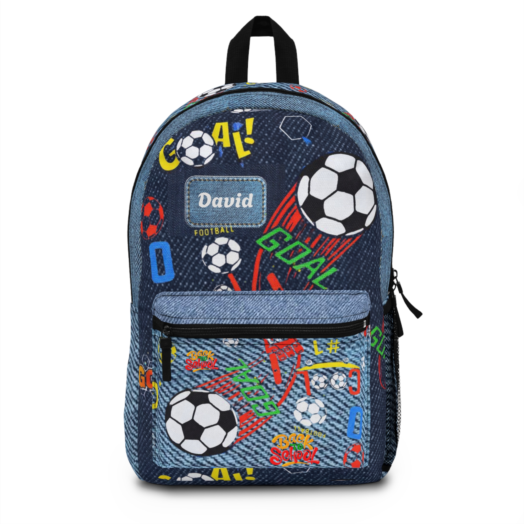 Personalized Name Patch,Back To School,New School Days Backpack | Soccer Pattern