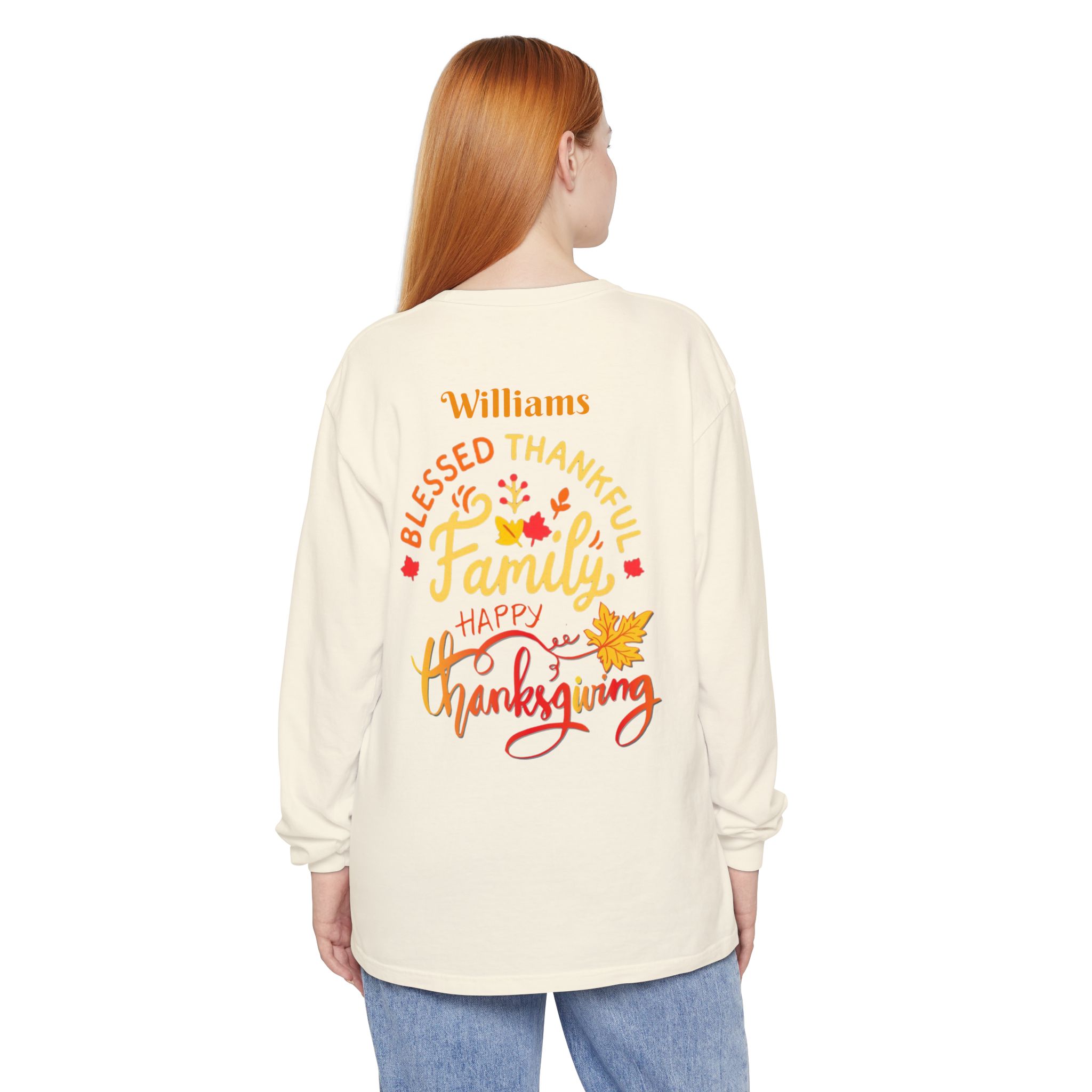 Family Happy Thanksgiving Long Sleeve T-Shirt | Personalized Name Option - Görsel 16