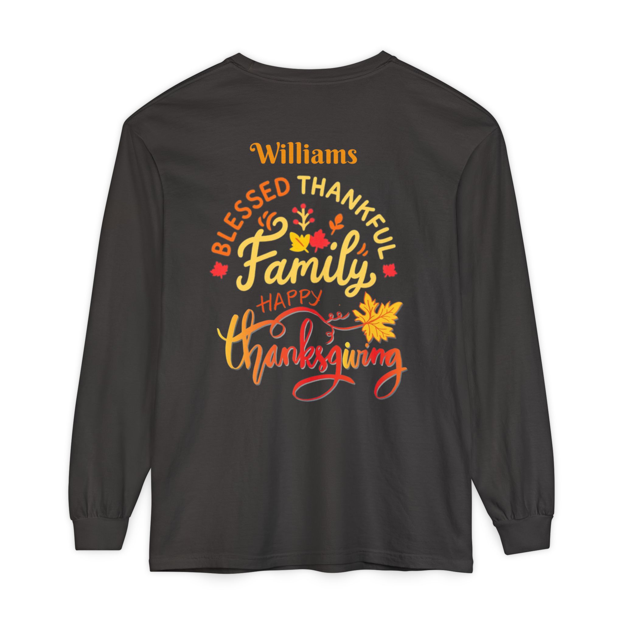 Family Happy Thanksgiving Long Sleeve T-Shirt | Personalized Name Option - Görsel 9