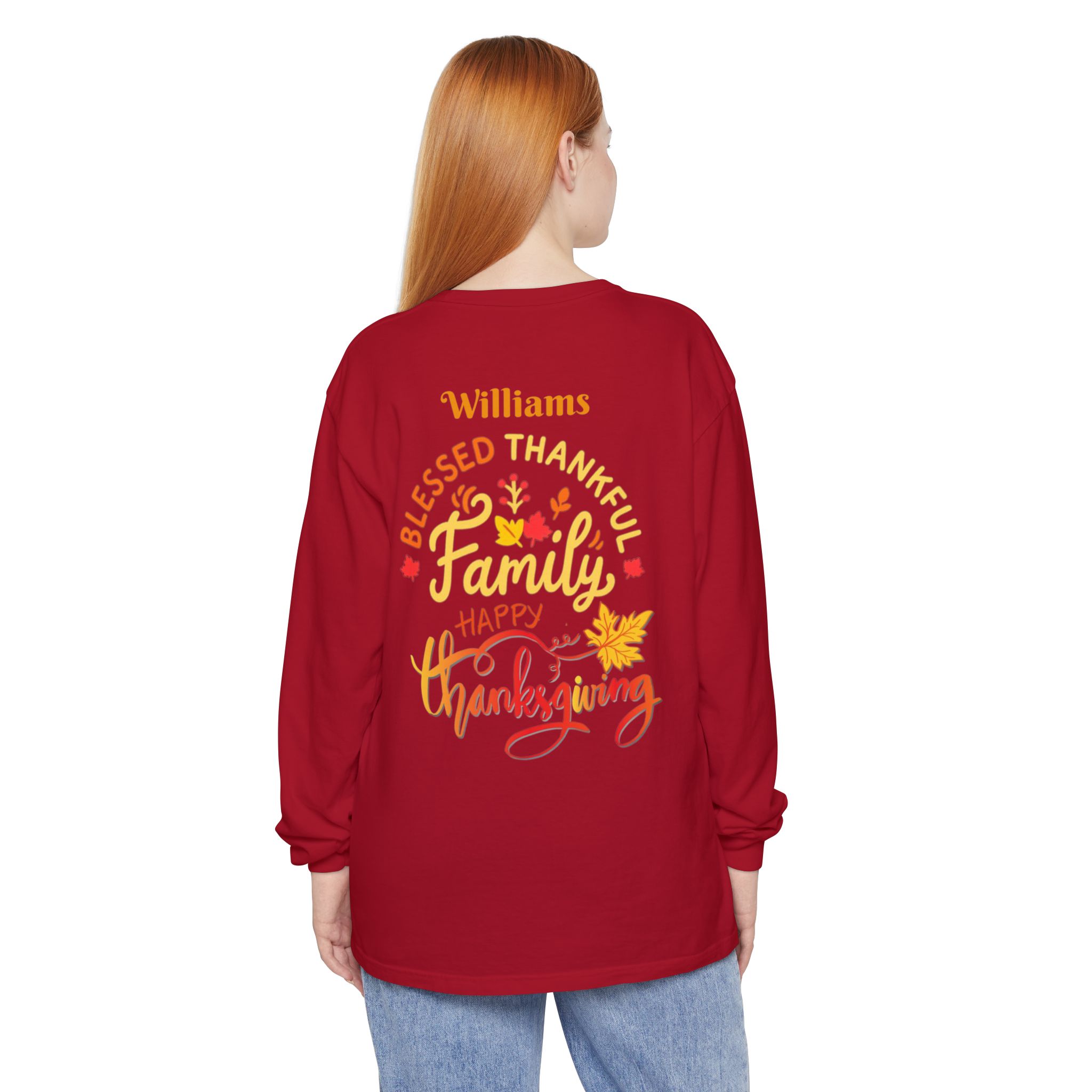 Family Happy Thanksgiving Long Sleeve T-Shirt | Personalized Name Option - Görsel 14