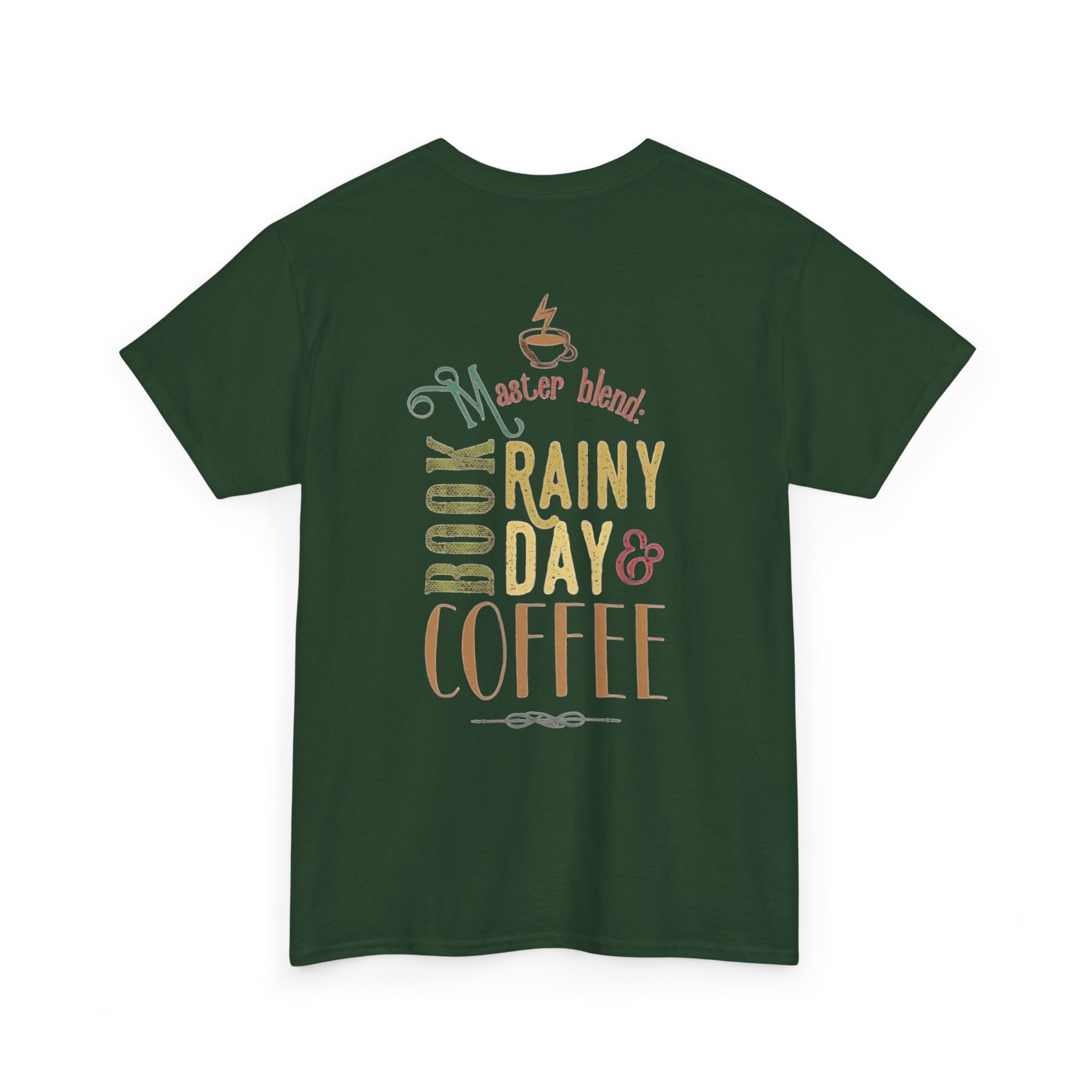 Bookish Rainy Day & Coffee Tee | 'Book Nerd' reading design - Görsel 6