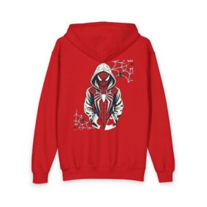 Spider Hooded Figure Youth Hoodie | Web Stitch Graphic Zipped Sweatshirt