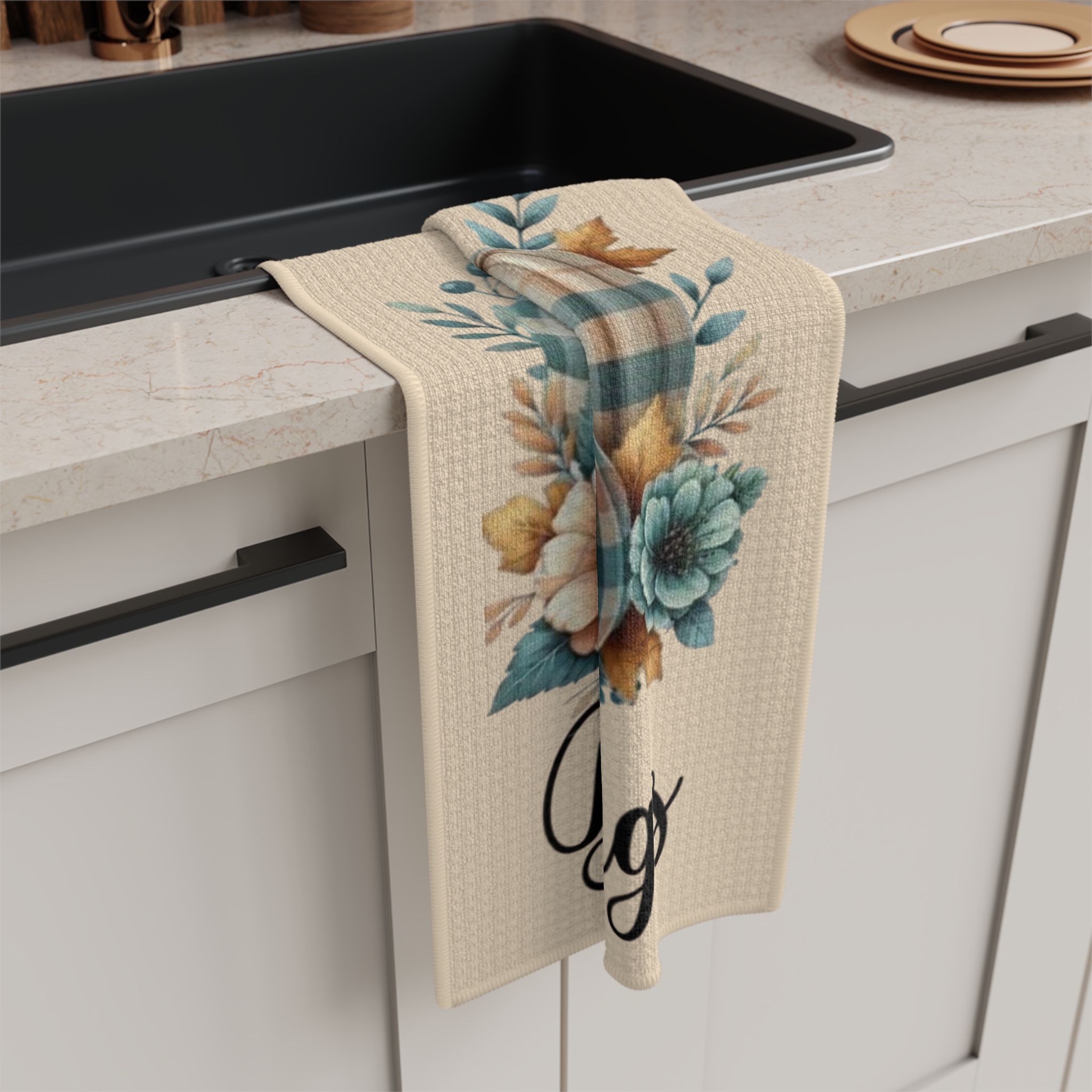 Harvest Blessings Pumpkins Tea Towel | Thanksgiving Fall Kitchen Decor - Görsel 5