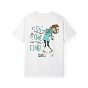 Nurse Funny Life Illustration T-shirt |Halloween Gift,Cat and Zombie, Everything's Fine design,