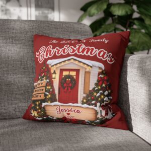 Personalized Christmas Cottage Pillowcase | Holiday Decor, Family Name
