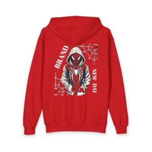 Spider Hooded Figure Youth Hoodie | Web Stitch Graphic Zipped Sweatshirt