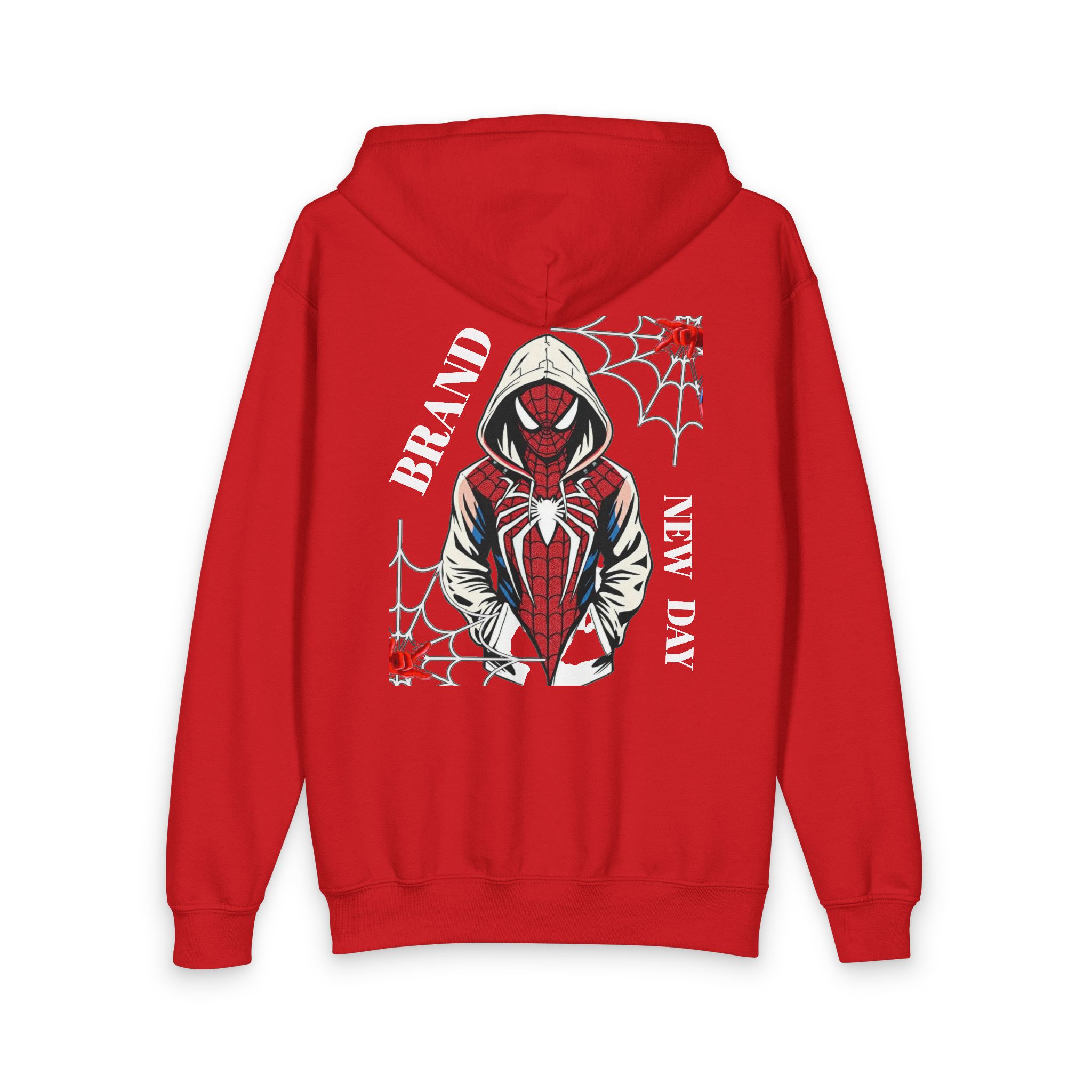 Spider Hooded Figure Youth Hoodie | Web Stitch Graphic Zipped Sweatshirt