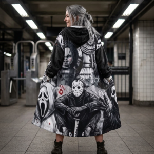 Horror Movie Killers Friends Hooded Blanket | You're Next Graphic