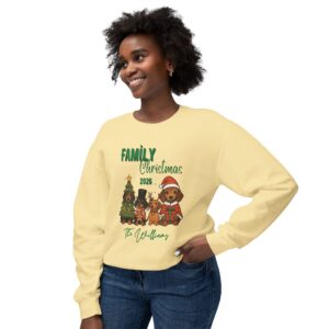 Family Christmas 2026 Dogs and Tree Sweatshirt | Personalized Name Option